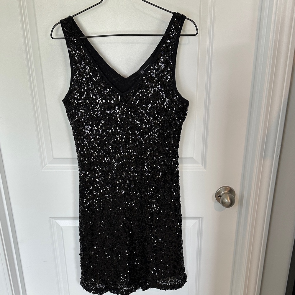 INC International Concepts Black Sequin Mini Dress